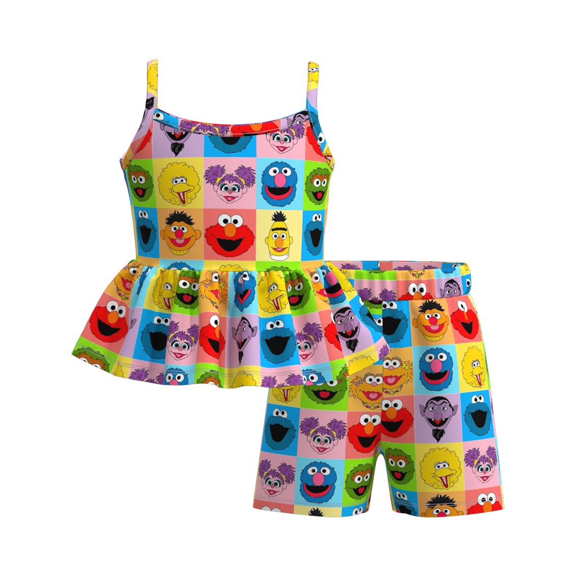 （Pre Order）Girls Summer Cartoon Print Slip Short Set