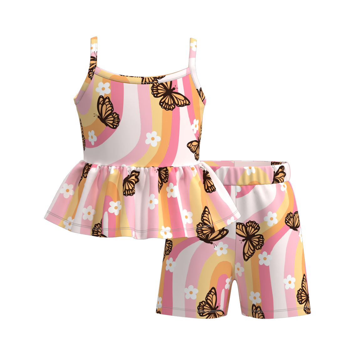 （Pre Order）Girls Summer Ice Cream Print Slip Short Set