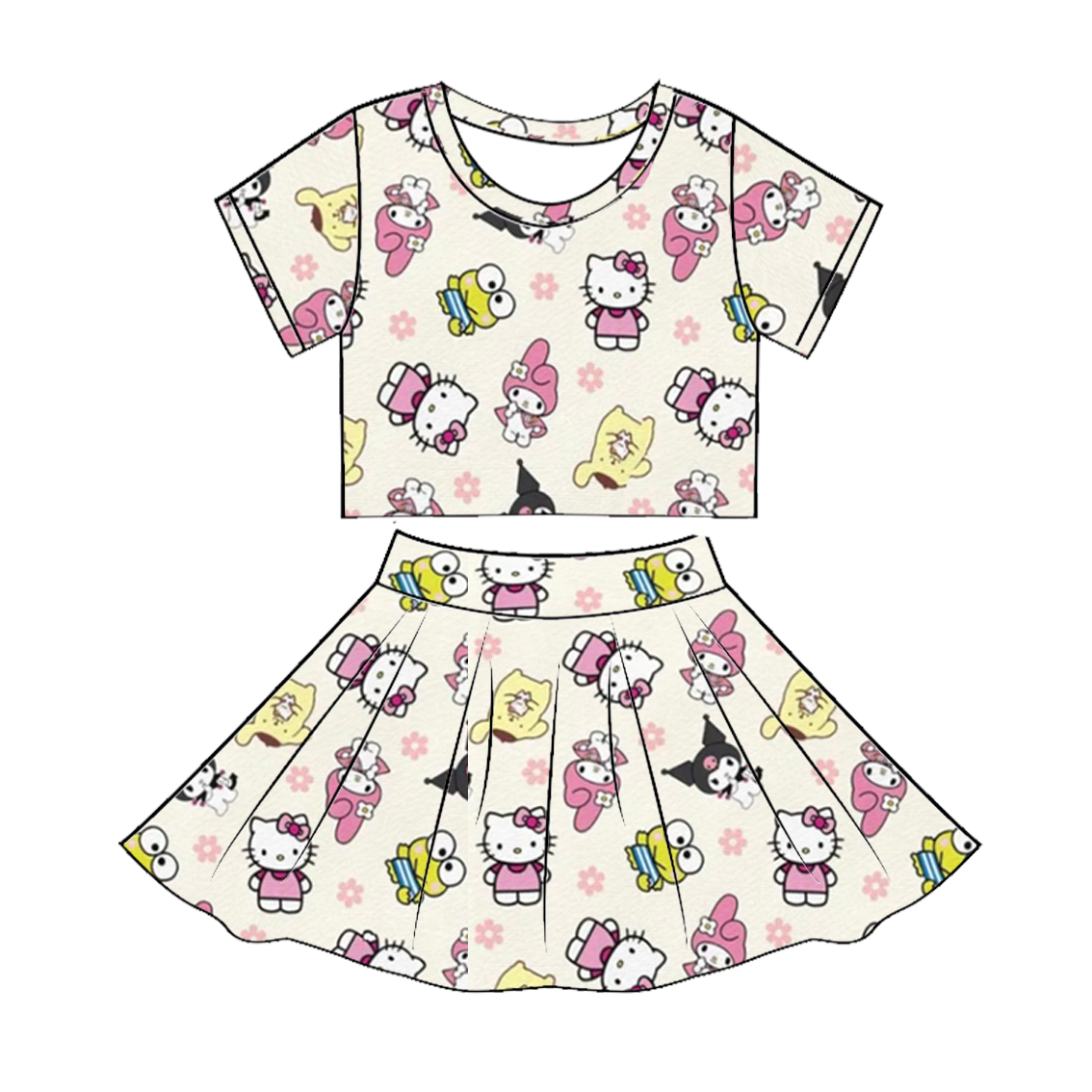 （Pre Order）Girls Summer Sanrio Print Skirt Set