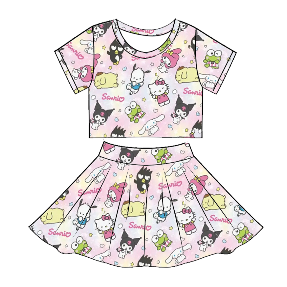 （Pre Order）Girls Summer Sanrio Print Skirt Set