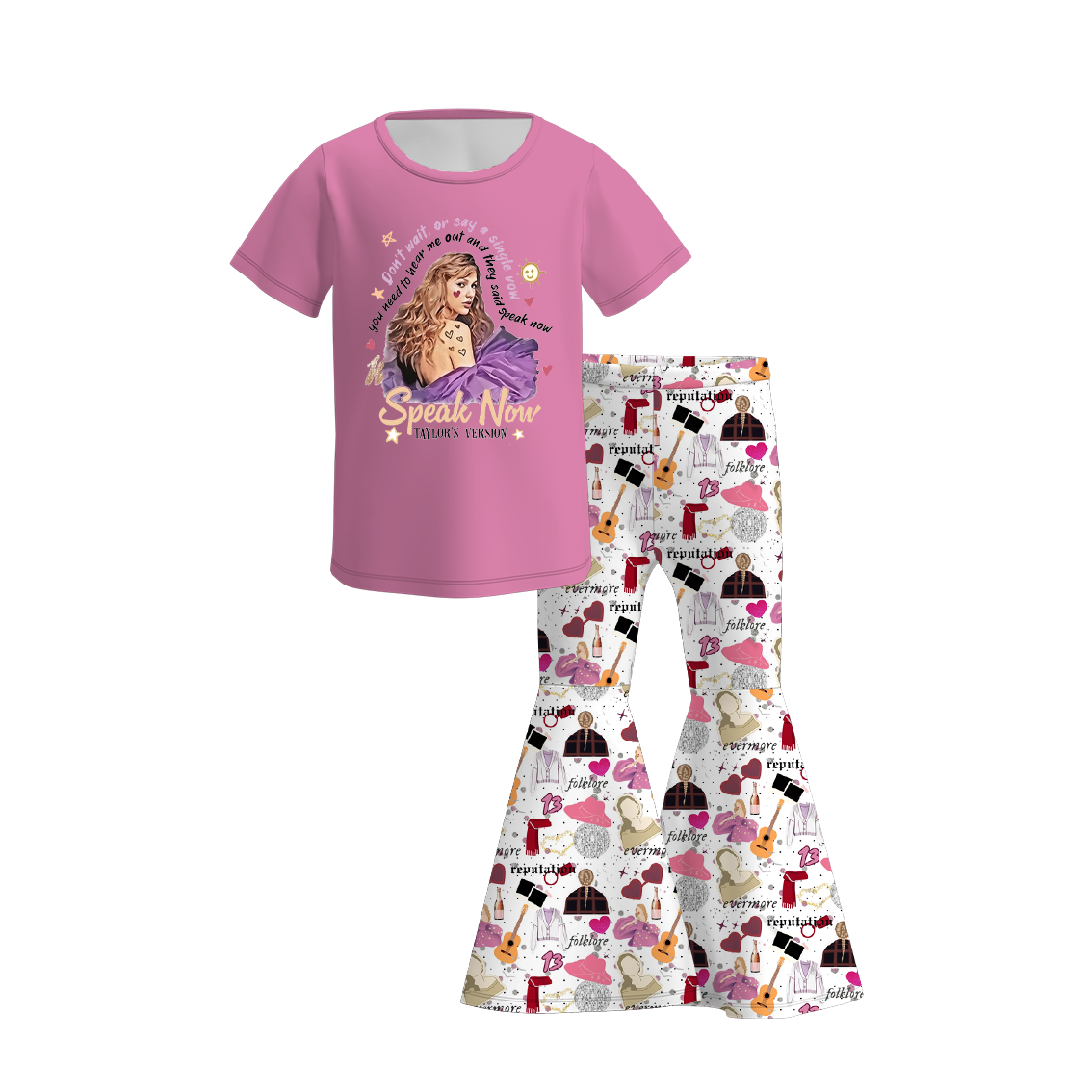 （Pre Order）Girls Summer TS Print Bell Pant Set