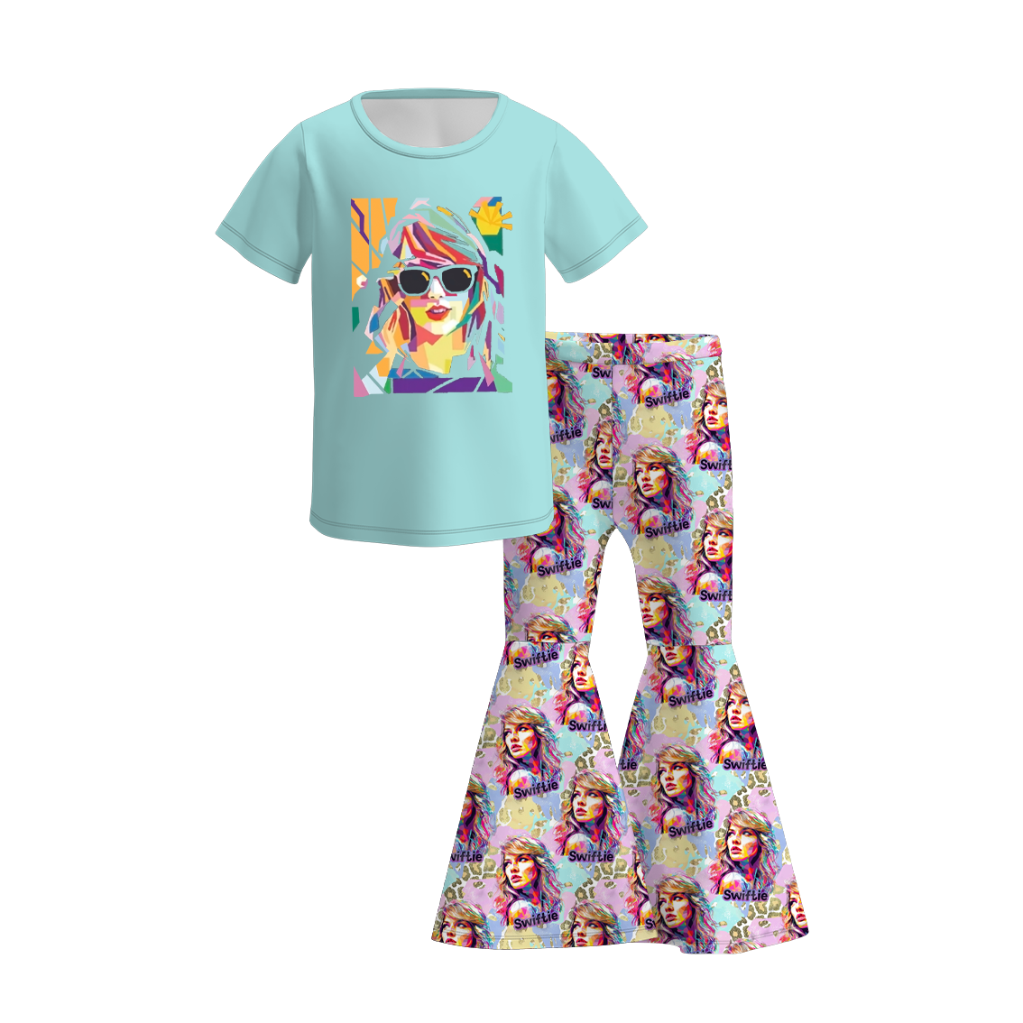 （Pre Order）Girls Summer TS Print Bell Pant Set