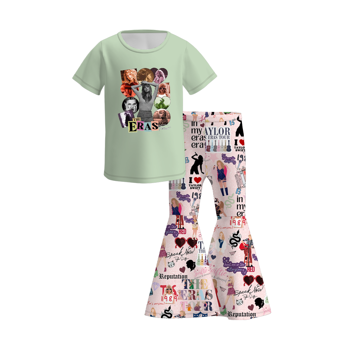 （Pre Order）Girls Summer TS Print Bell Pant Set