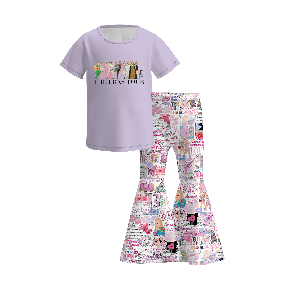 （Pre Order）Girls Summer TS Print Bell Pant Set