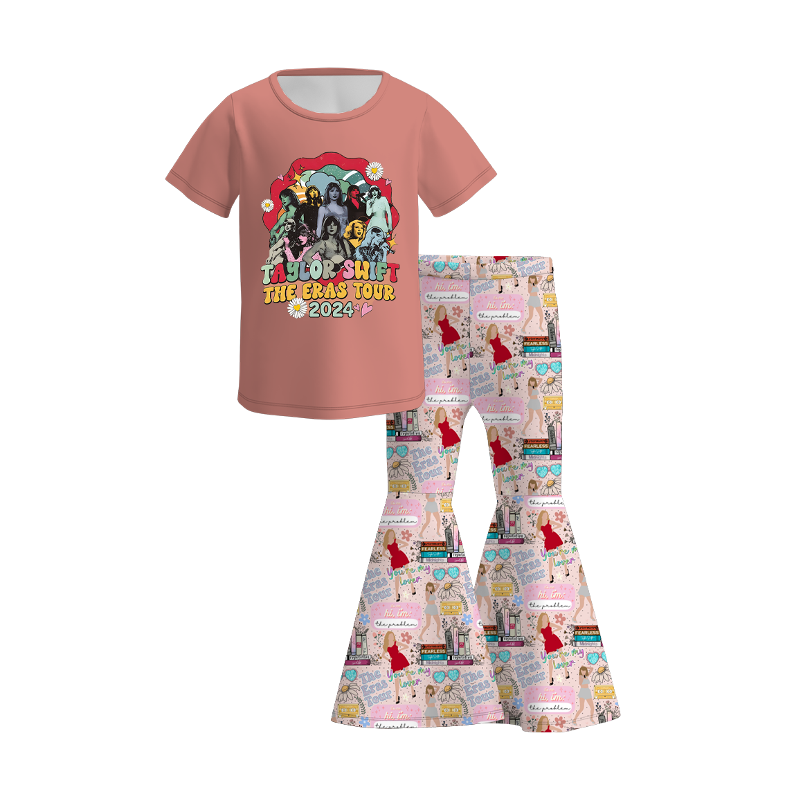 （Pre Order）Girls Summer TS Print Bell Pant Set