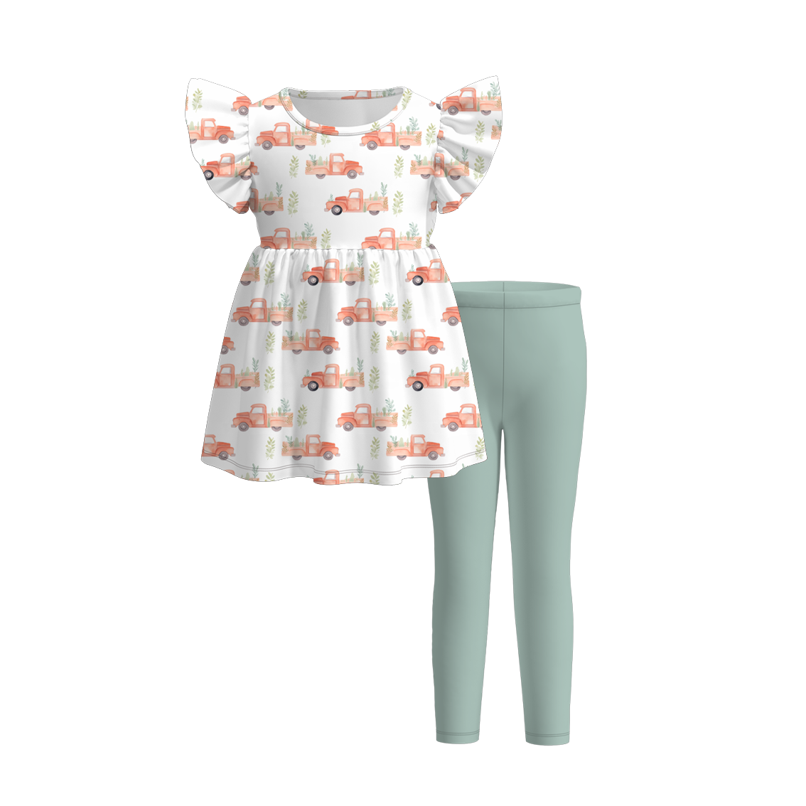 （Pre Order）Girls Summer Father's Day Print Outfit Set