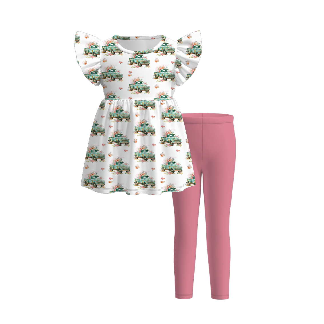 （Pre Order）Girls Summer Father's Day Print Outfit Set