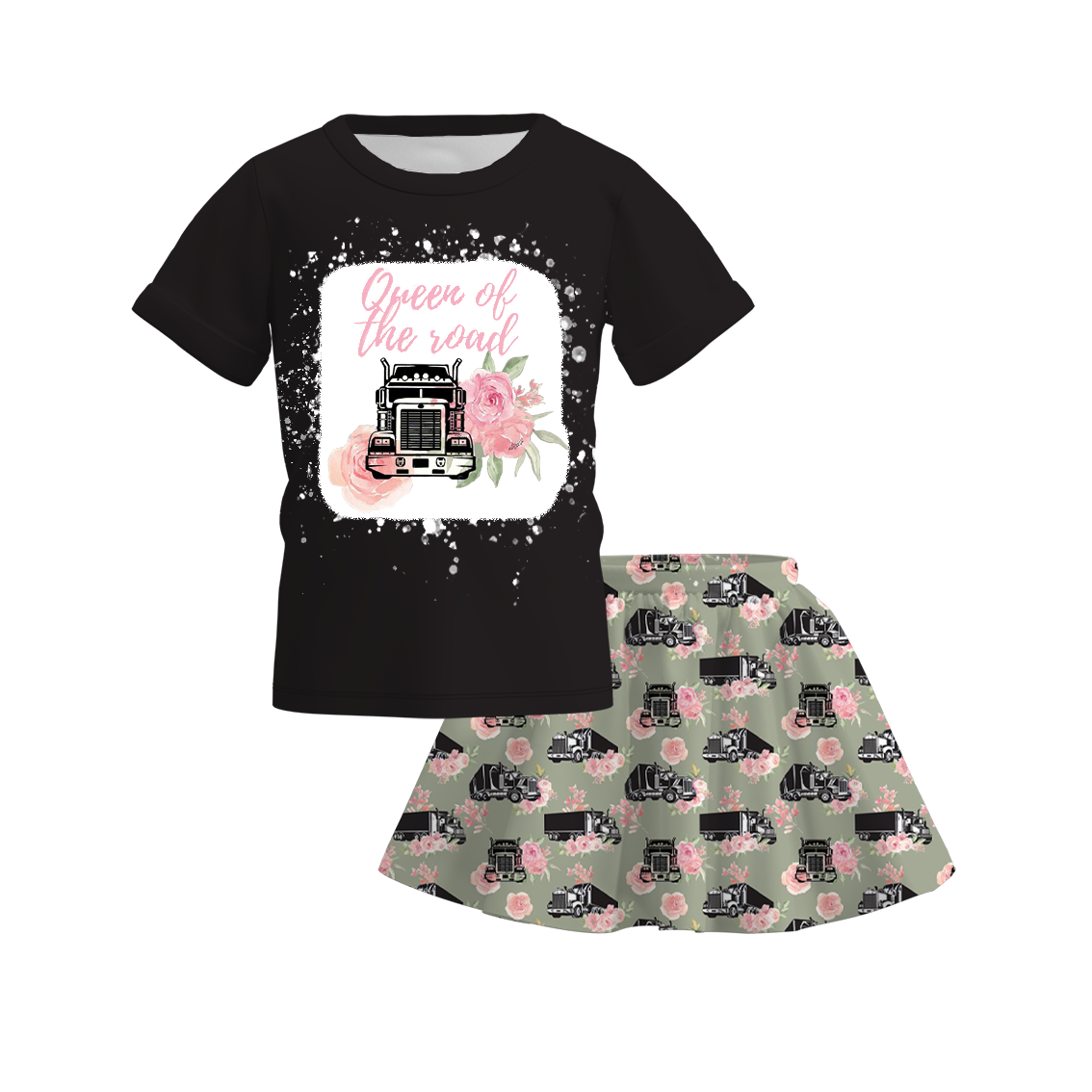 （Pre Order）Girls Summer Father's Day Print Skirt Set