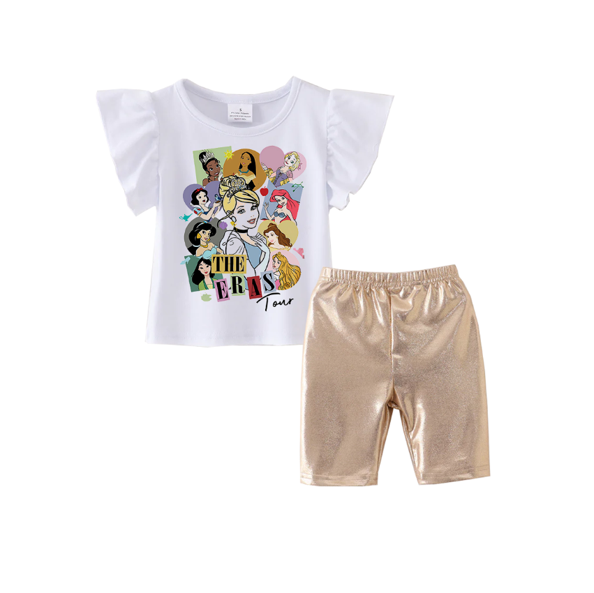 （Pre Order）Girls Cotton Top Golden Capris Set