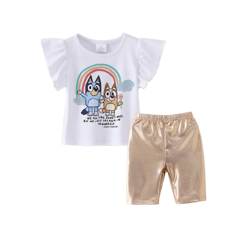 （Pre Order）Girls Cotton Top Golden Capris Set