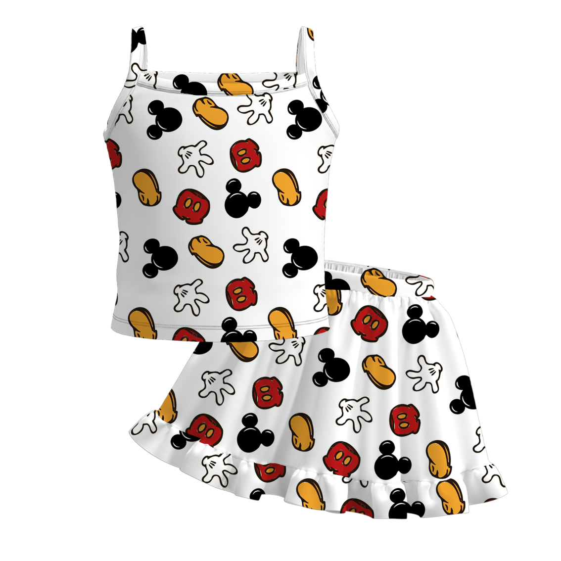 （Pre Order）Girls Summer Cute Cartoon Print Skirt Set