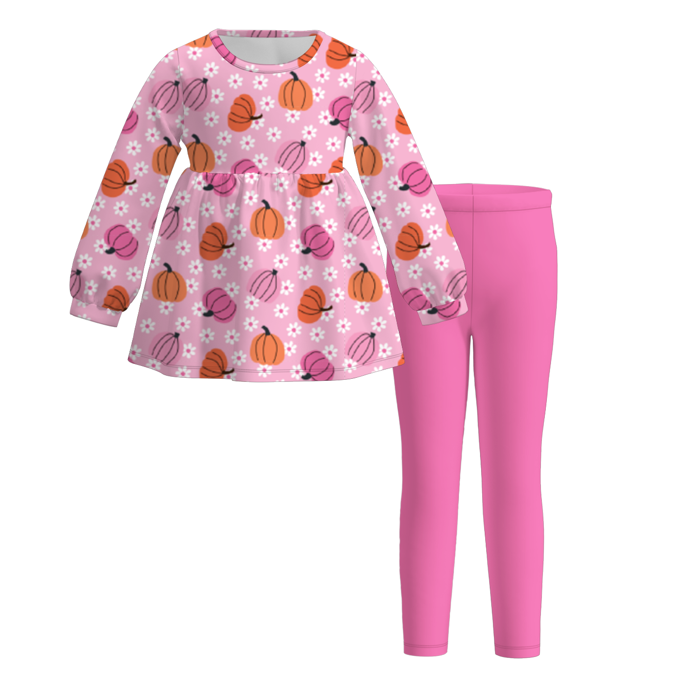 （Pre Order）Girls Halloween&Thanksgiving Cartoon Print Outfit Set