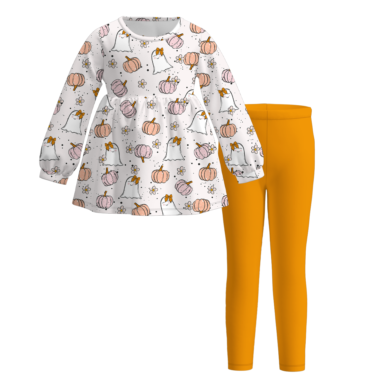 （Pre Order）Girls Halloween&Thanksgiving Cartoon Print Outfit Set