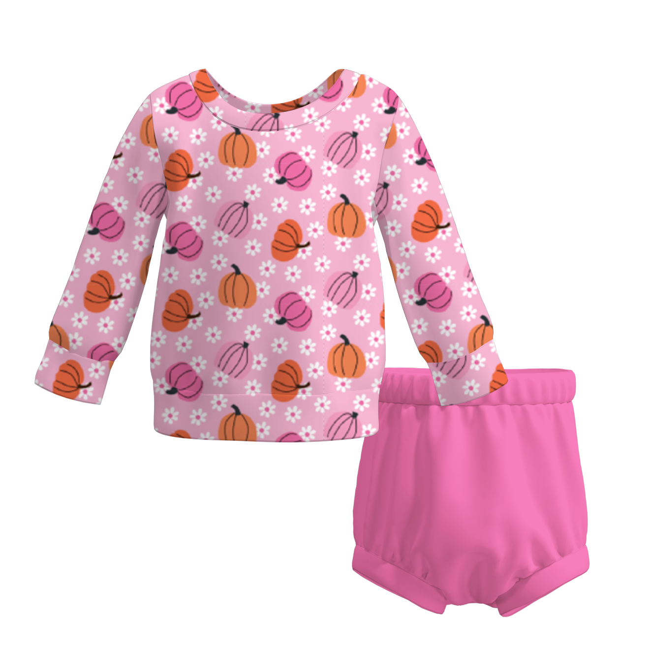 （Pre Order）Girls Halloween&Thanksgiving Cartoon Print Short Set