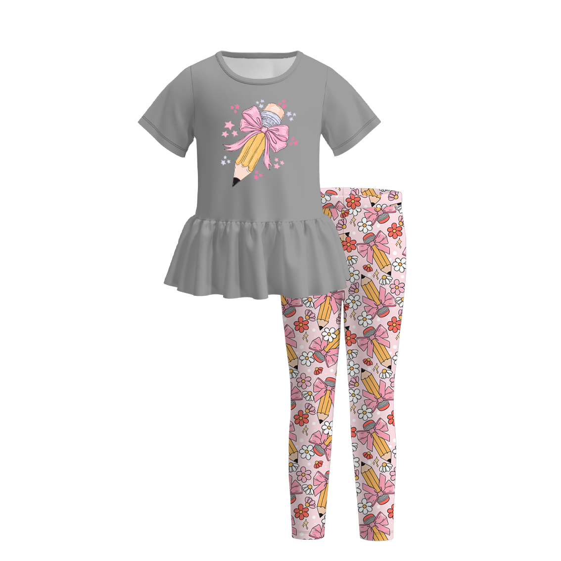 （Pre Order）Girls Back To School Print Outfit Set