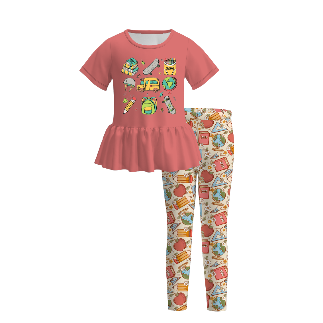 （Pre Order）Girls Back To School Print Outfit Set