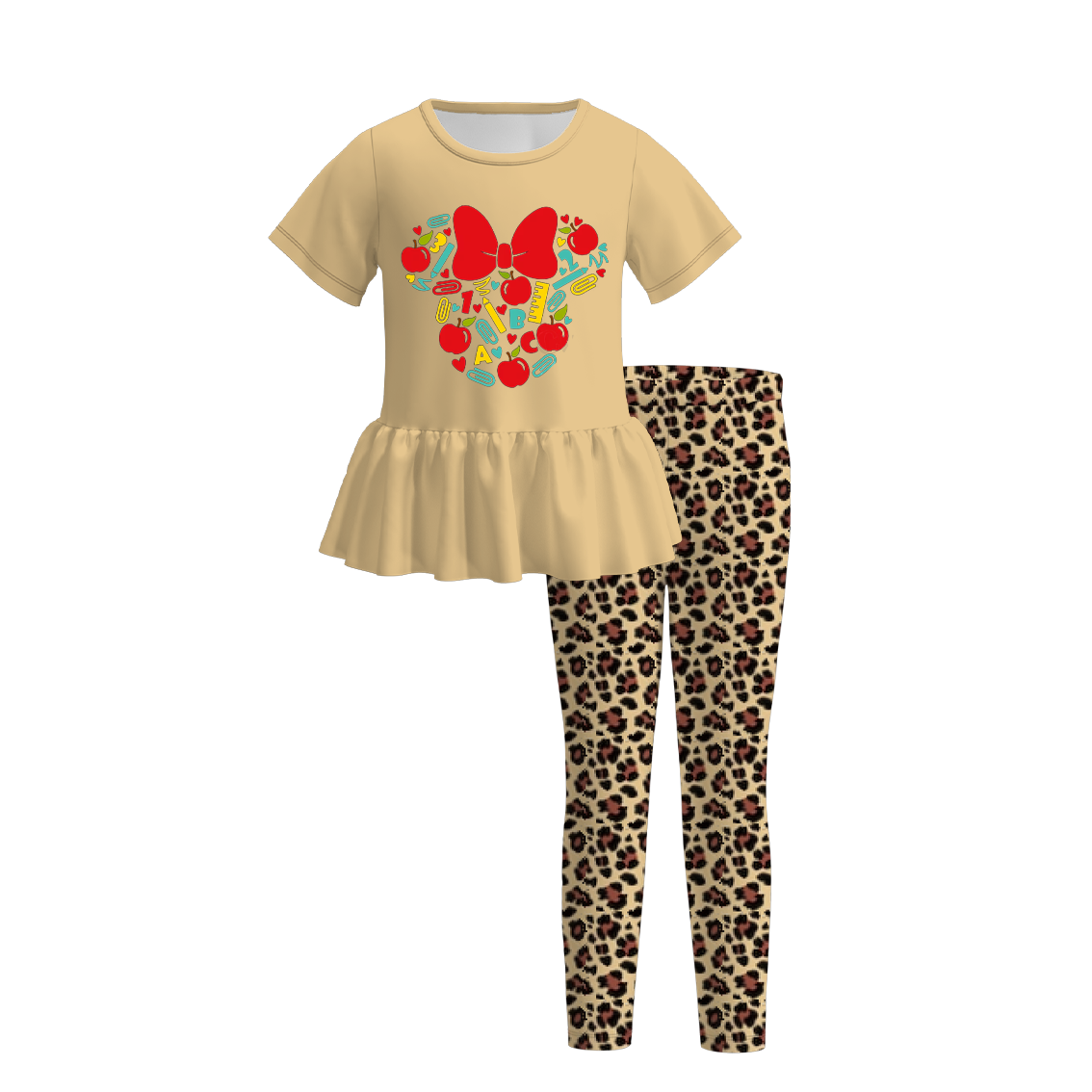 （Pre Order）Girls Back To School Print Outfit Set