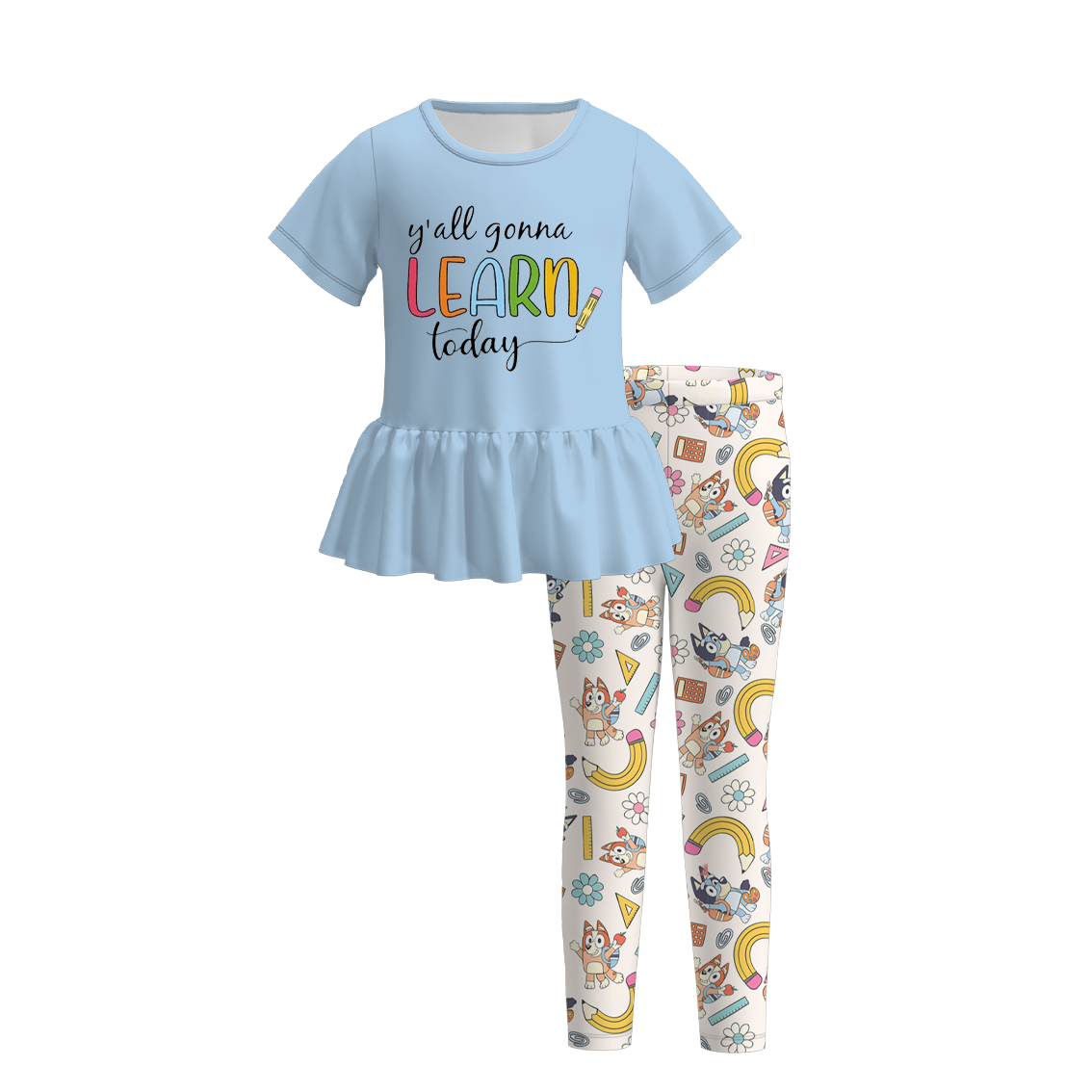 （Pre Order）Girls Back To School Print Outfit Set