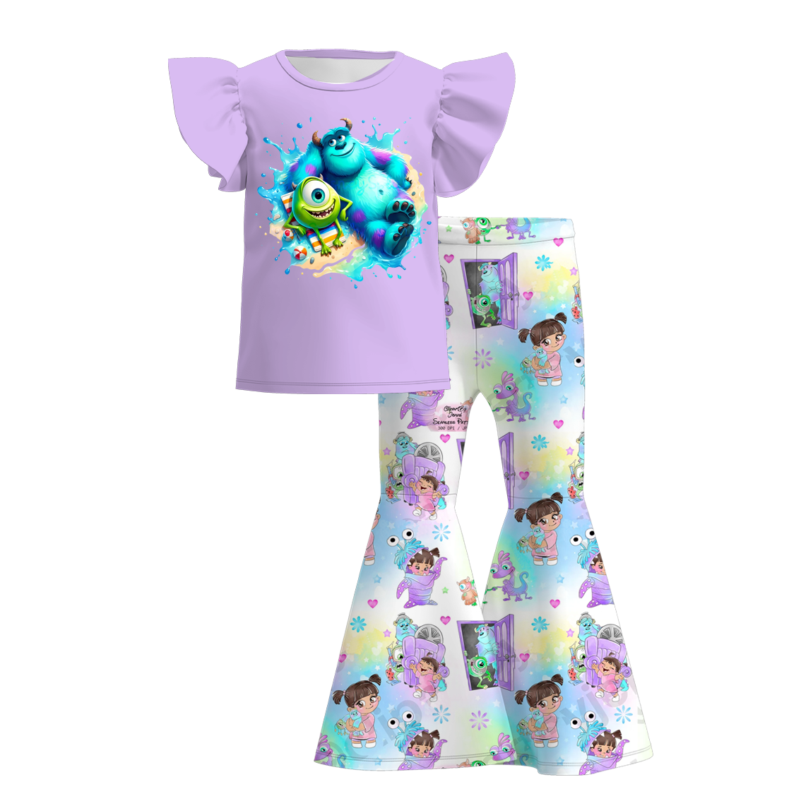 （Pre Order）Girls Cute Cartoon Print Pants Set