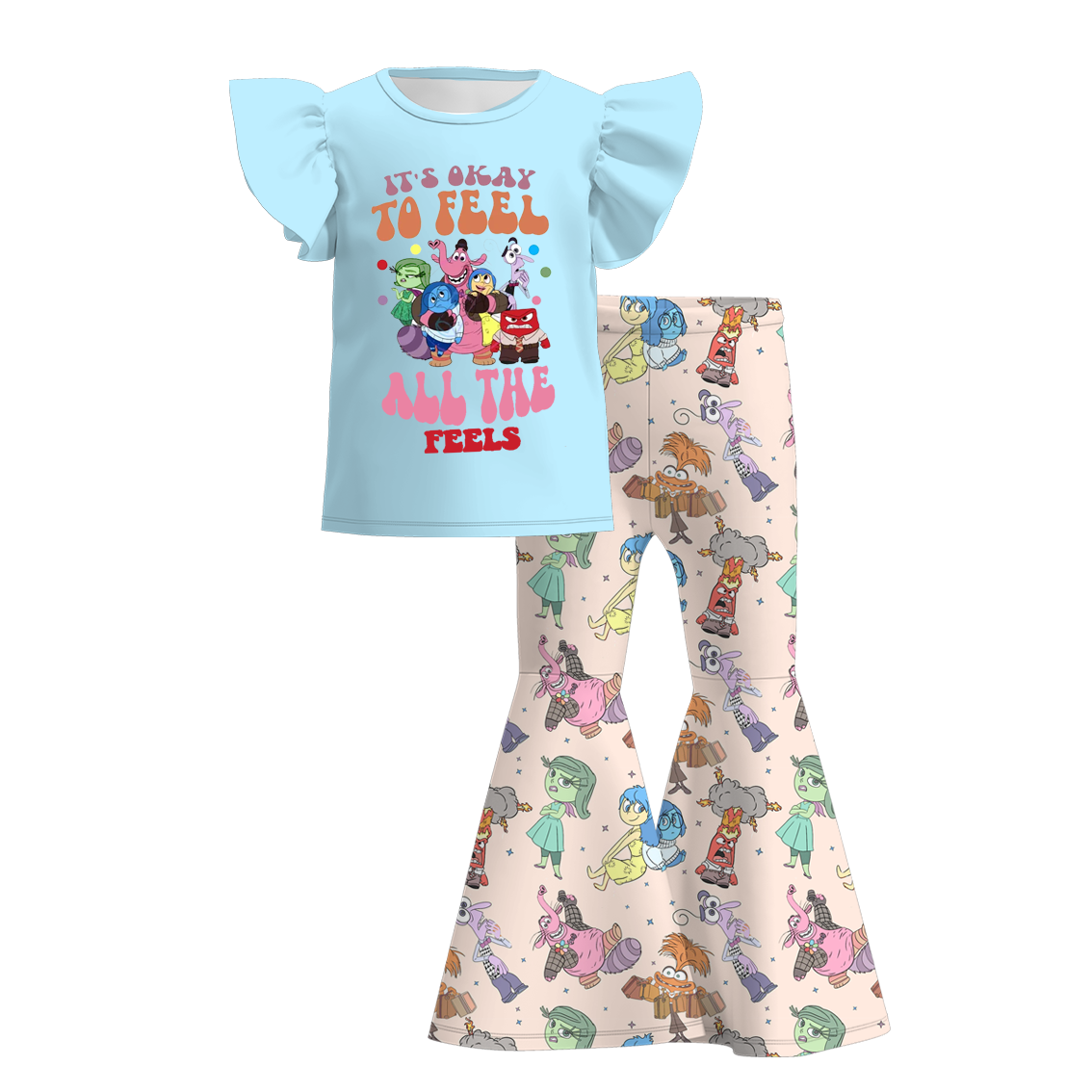 （Pre Order）Girls Cute Cartoon Print Pants Set