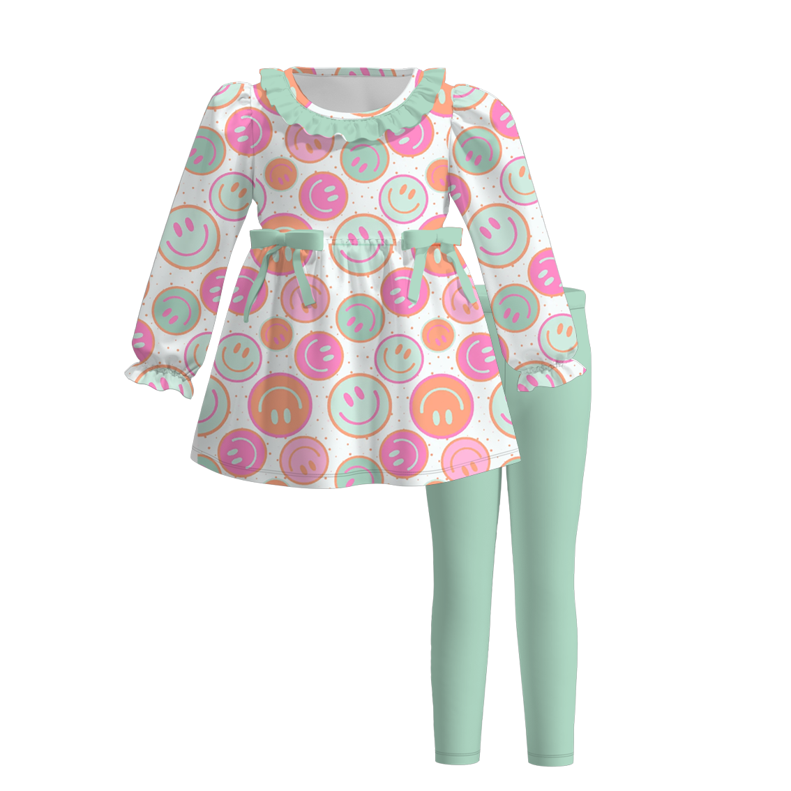 （Pre Order）Girls Cute Print Long-sleeved Pants Set