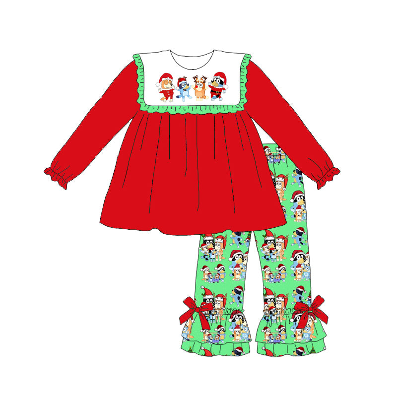 （Pre Order）Girls Christmas Cartoon Print Outfit Set