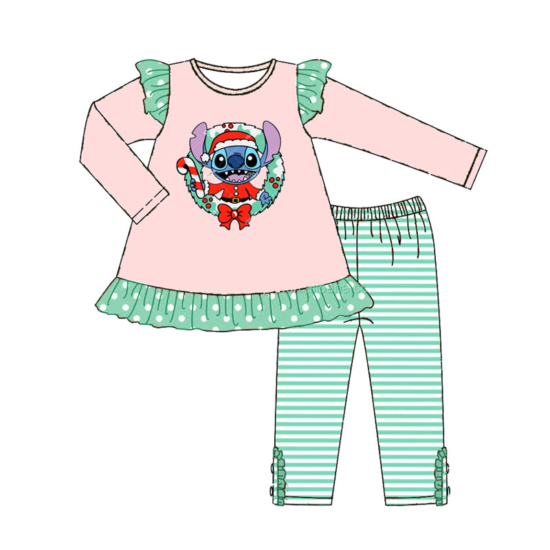 （Pre Order）Girls Christmas Cartoon Print Outfit Set