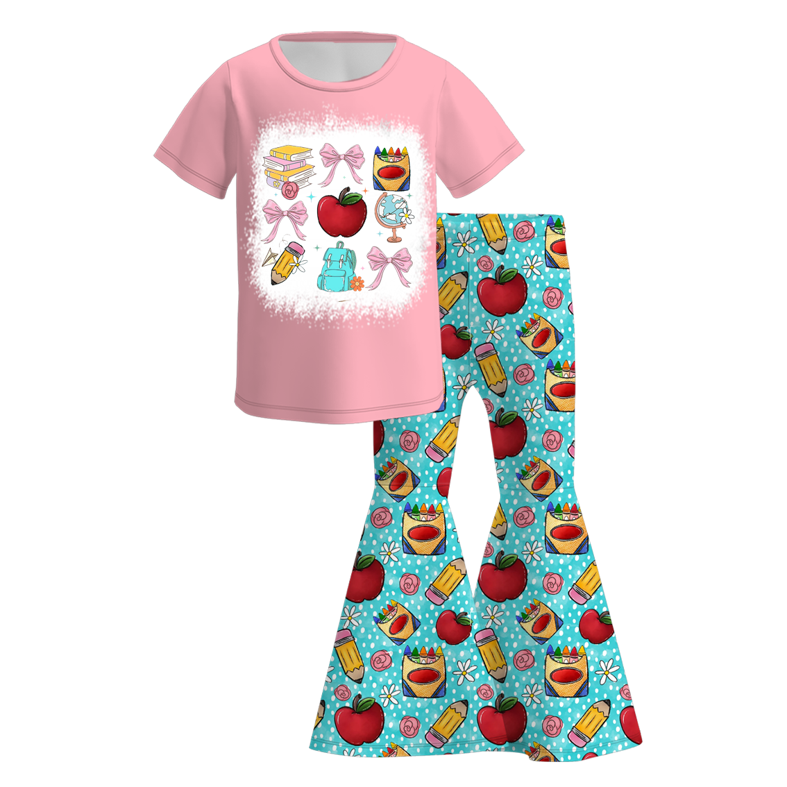 （Pre Order）Girls Back To School Print Outfit Set