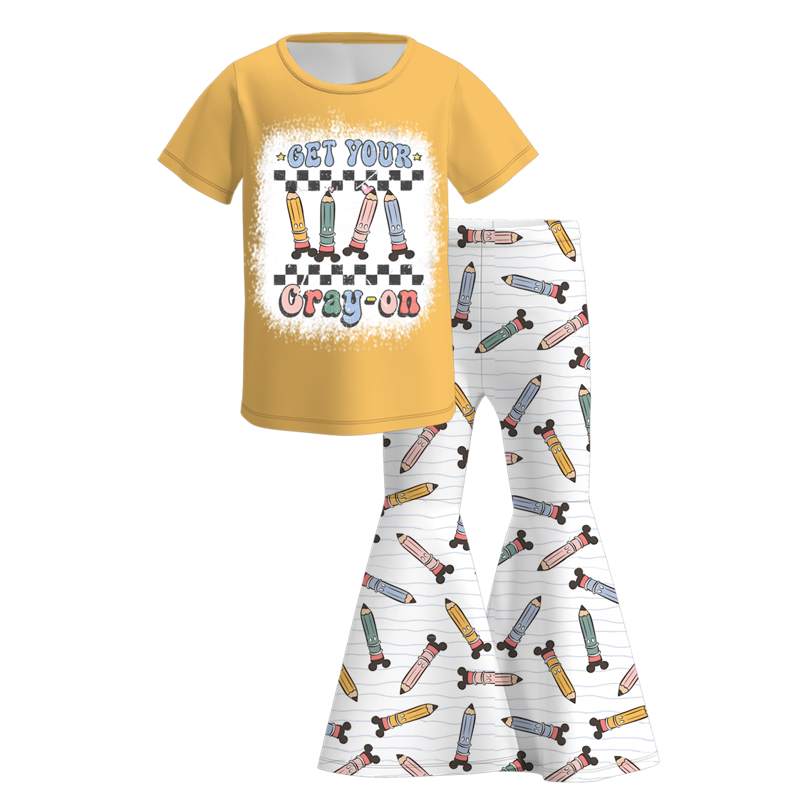 （Pre Order）Girls Back To School Print Outfit Set