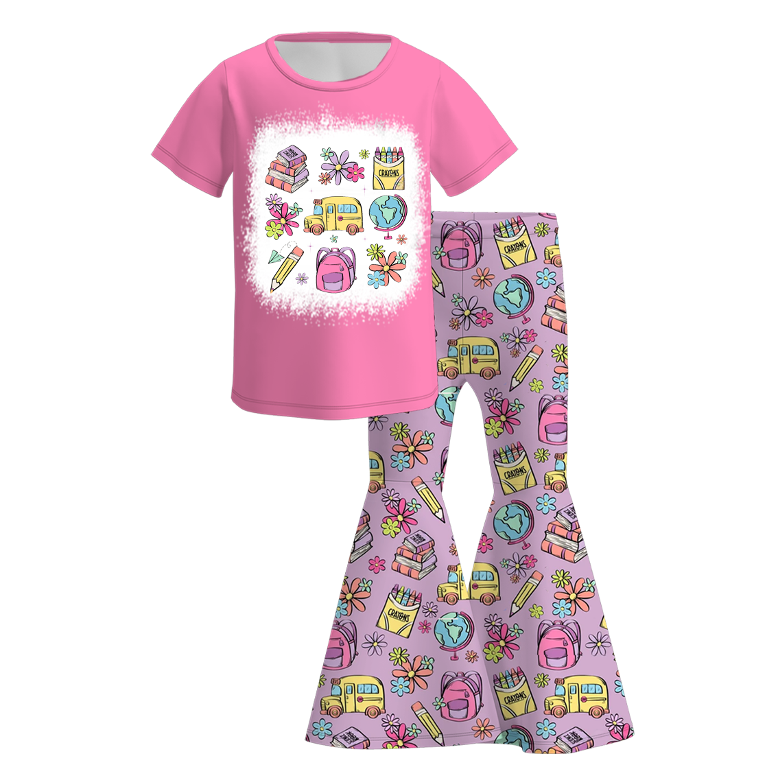 （Pre Order）Girls Back To School Print Outfit Set