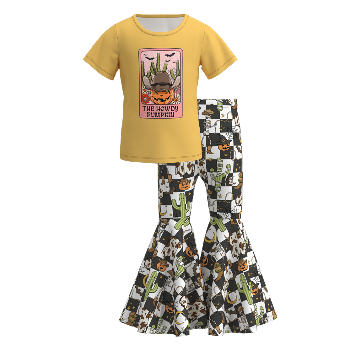 （Pre Orders）Girls Halloween Cartoon Print Outfit Set