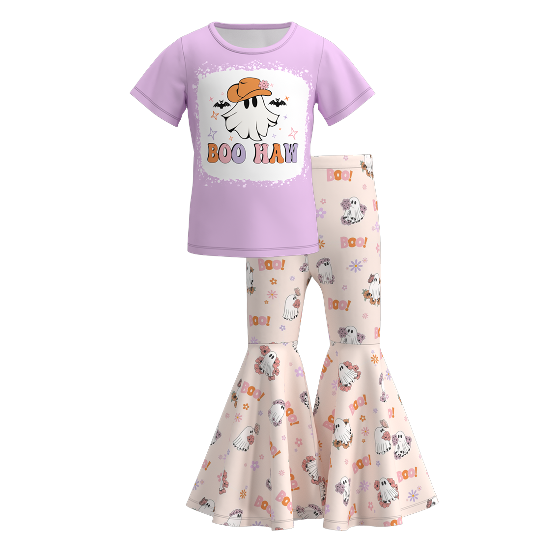 （Pre Orders）Girls Halloween Cartoon Print Outfit Set