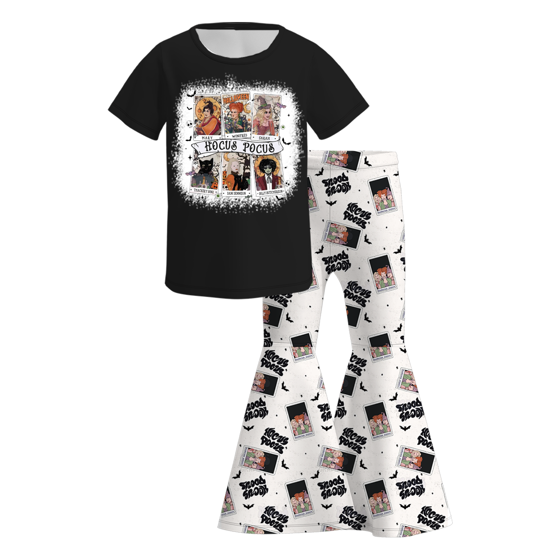 （Pre Order）Girls Halloween Cartoon Print Outfit Set