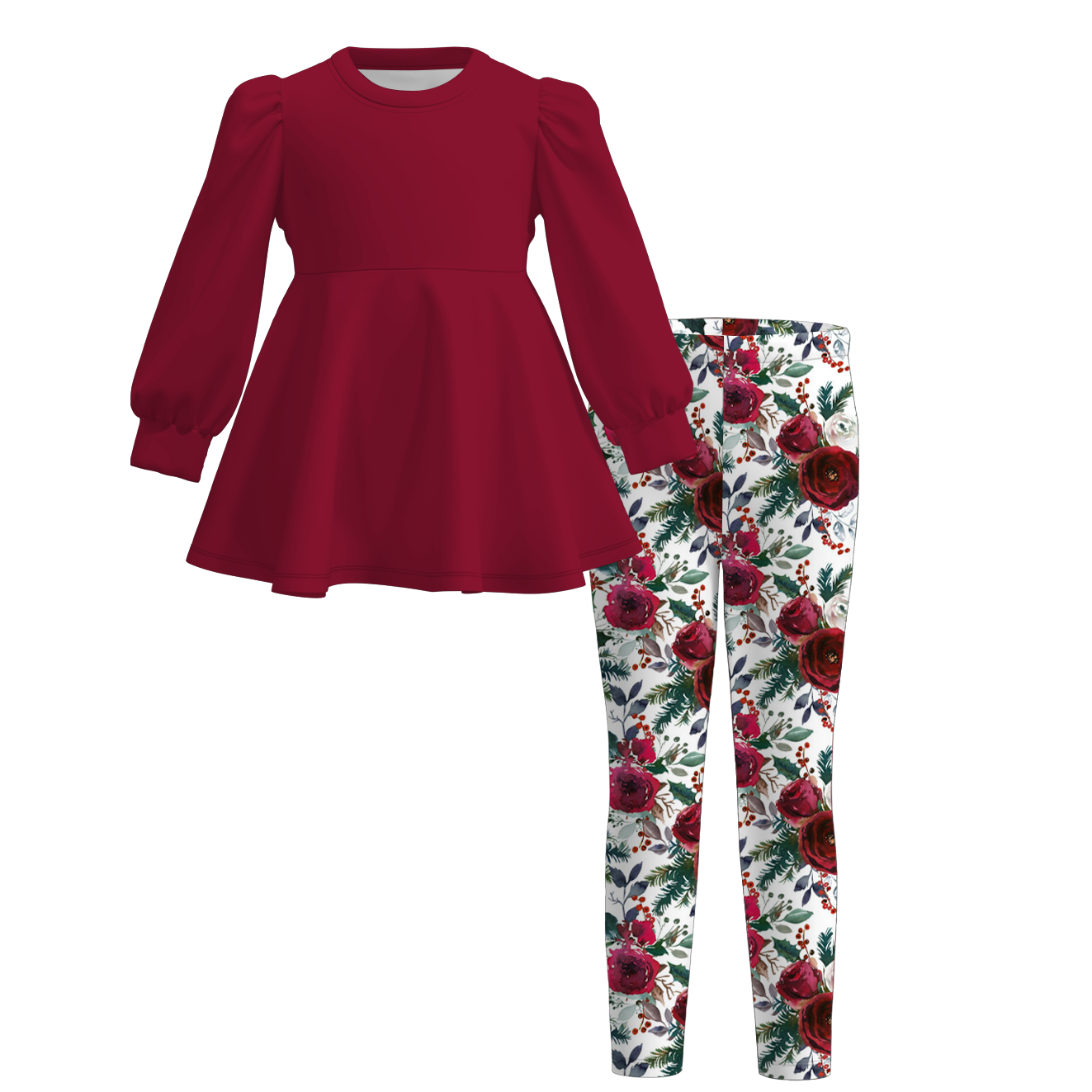 （Pre Order）Girls Christmas Print Outfit Set