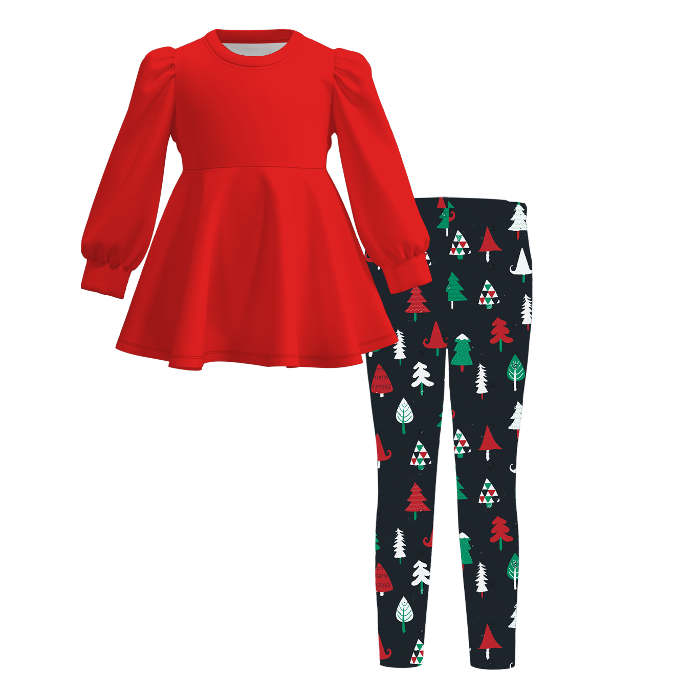 （Pre Order）Girls Christmas Print Outfit Set