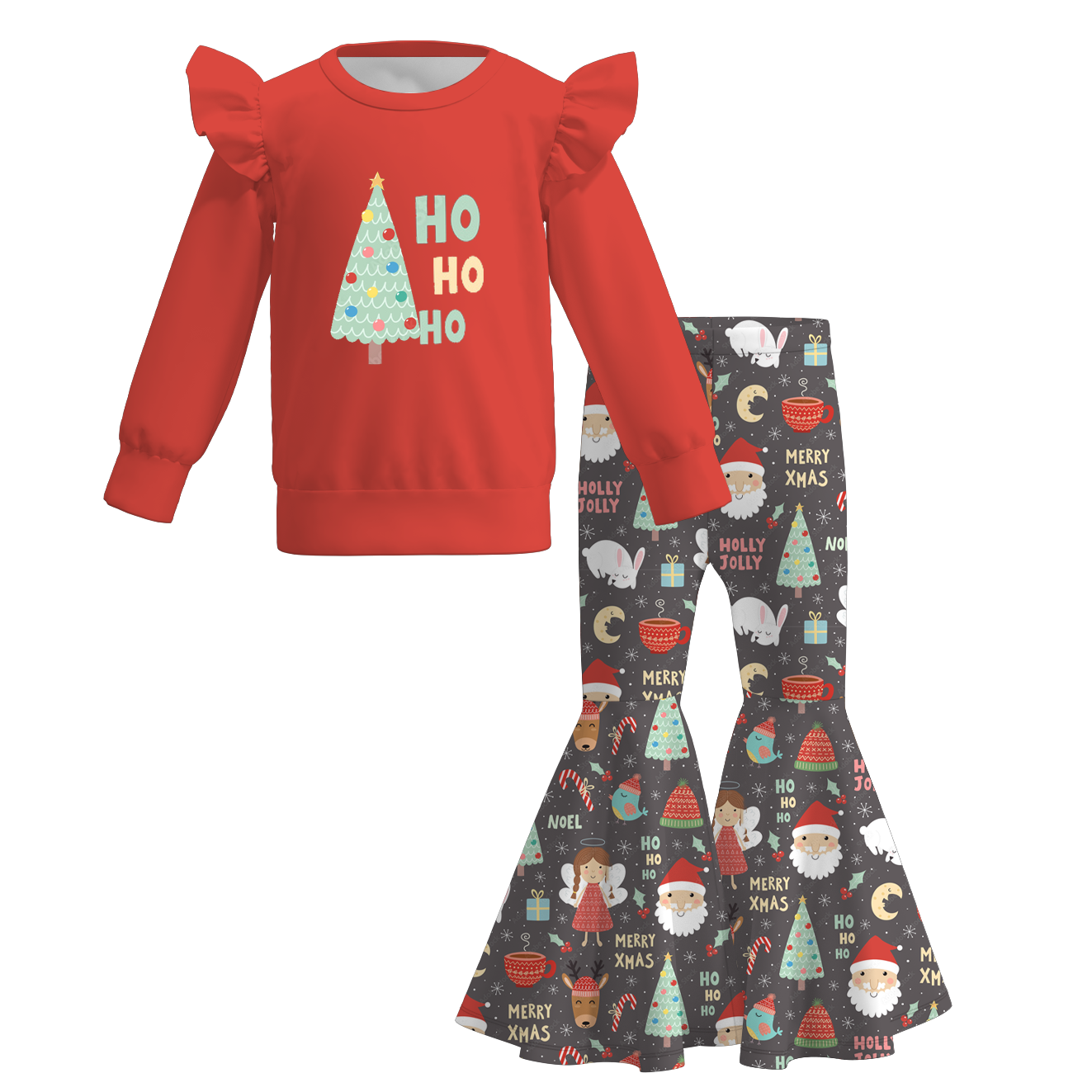 （Pre Order）Girls Christmas Print Outfit Set