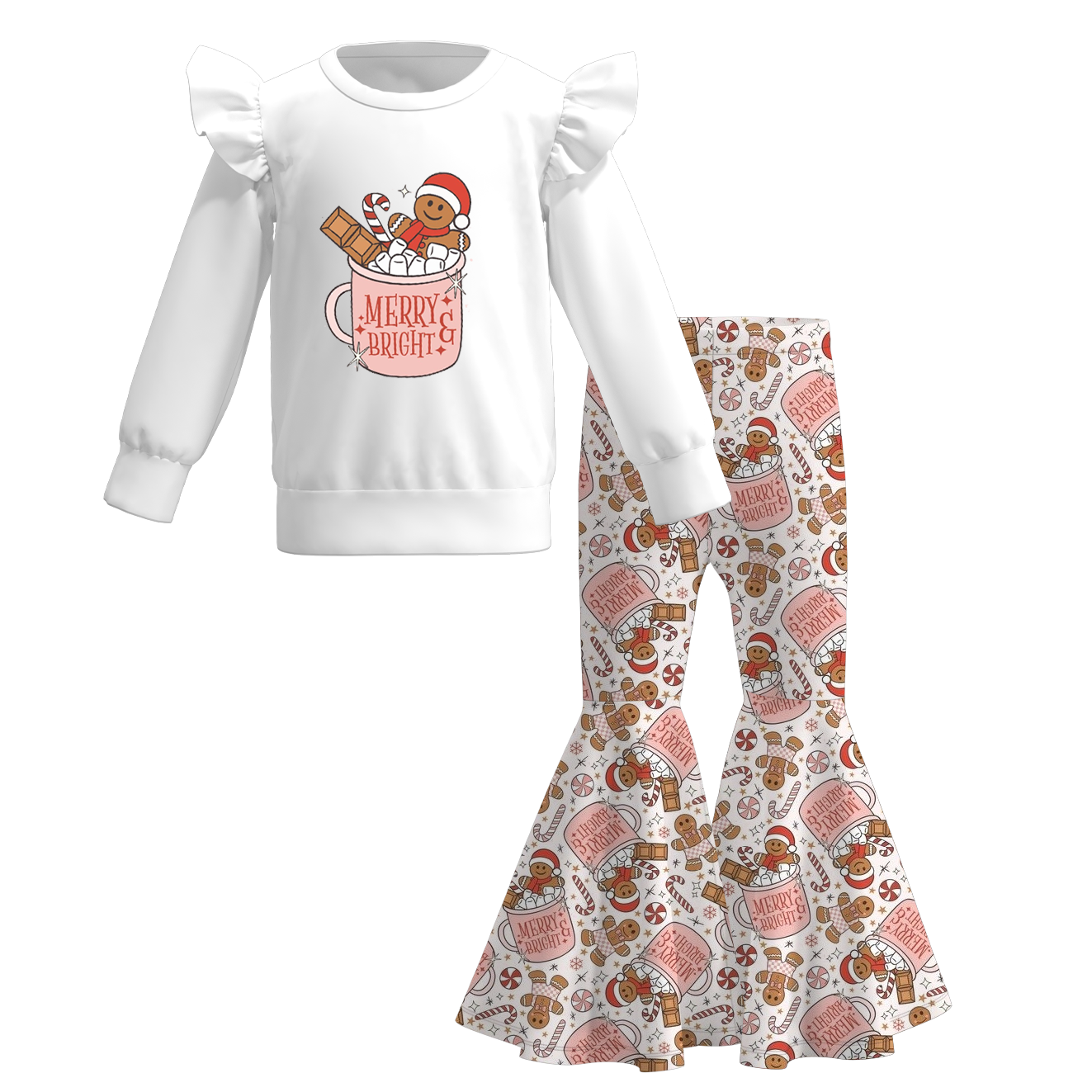 （Pre Order）Girls Christmas Print Outfit Set