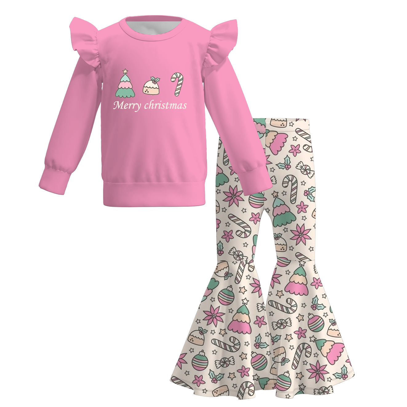 （Pre Order）Girls Christmas Print Outfit Set