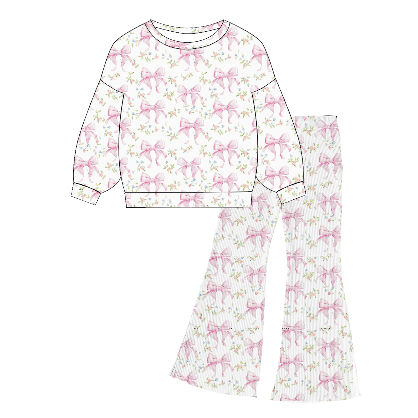 （Pre Order）Girls Print Twill Sweatshirt Suit