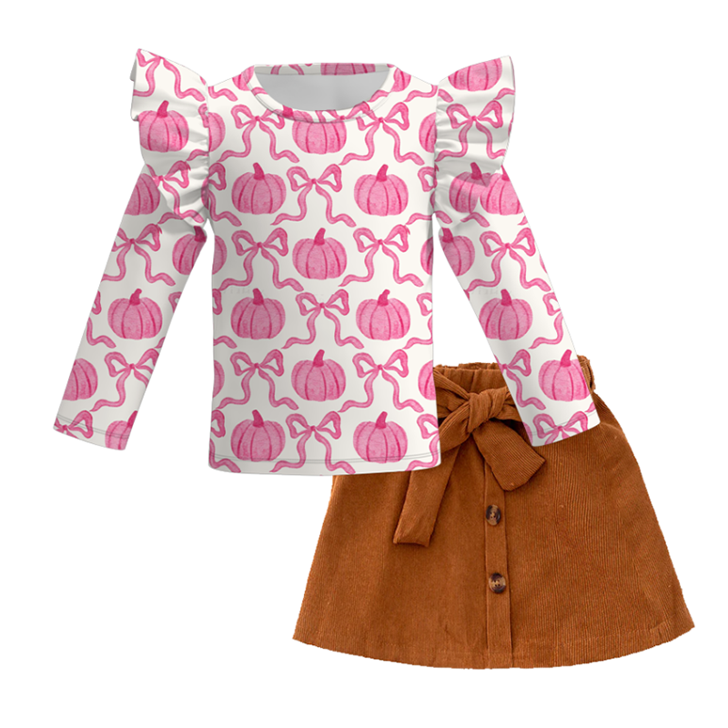 （Pre Order+Skirt In Stock）Girls Thanksgiving Print Skirt Set