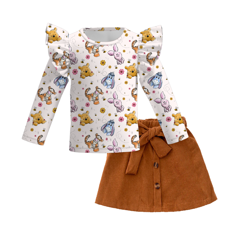 （Pre Order+Skirt In Stock）Girls Thanksgiving Print Skirt Set