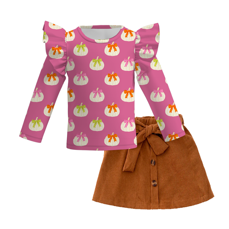 （Pre Order+Skirt In Stock）Girls Thanksgiving Print Skirt Set