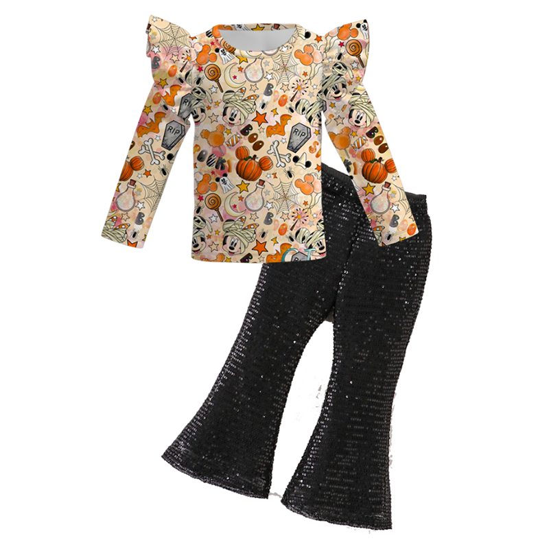 （Pre Order+Pant In Stock）Girls Halloween Print Outfit Set