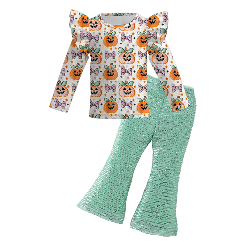 （Pre Order+Pant In Stock）Girls Halloween Print Outfit Set