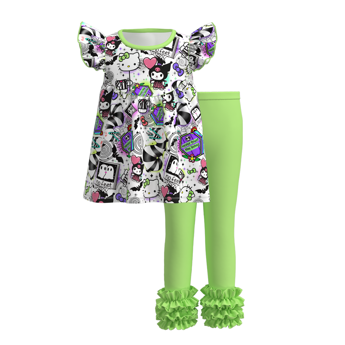 （Pre Order）Girls Halloween Print Outfit Set