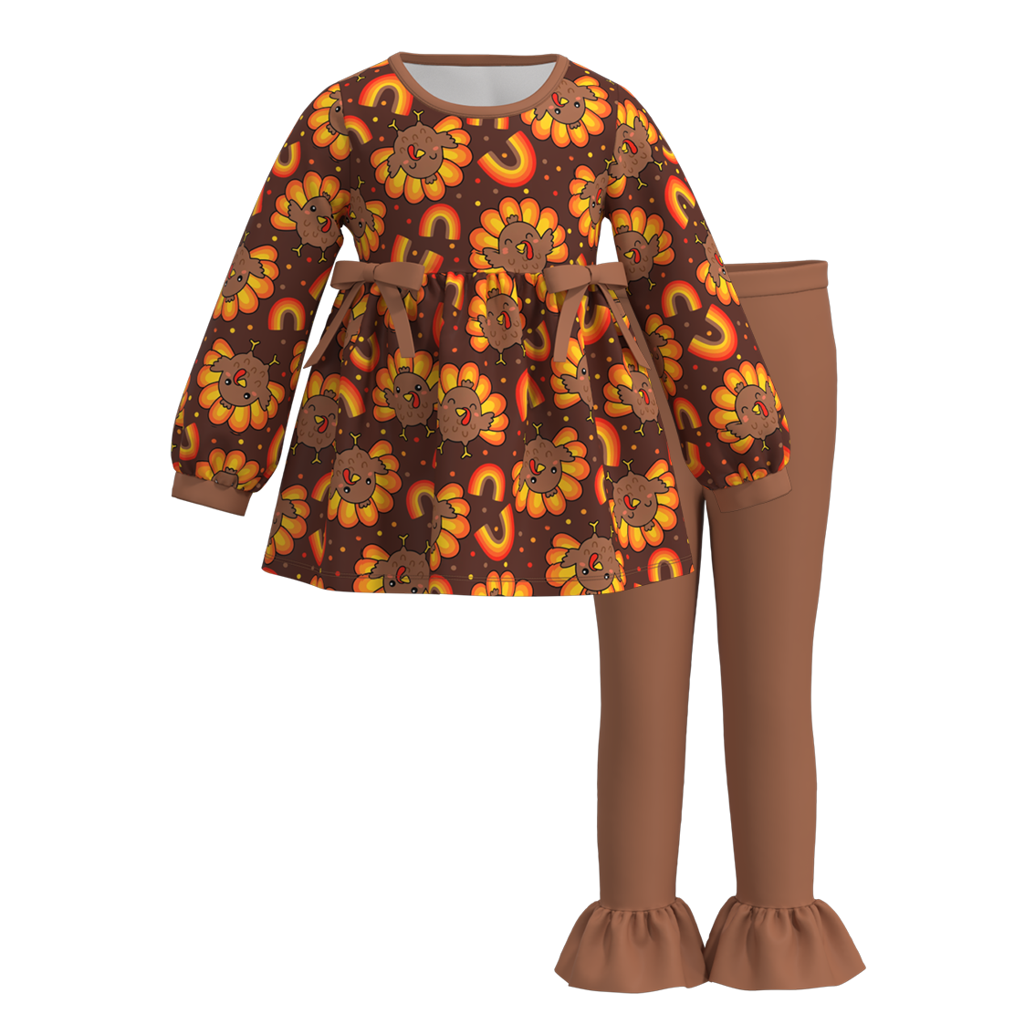 （Pre Order）Girls Thanksgiving Print Outfit Set