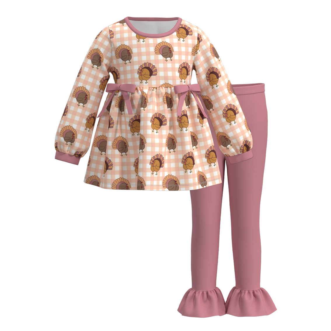 （Pre Order）Girls Thanksgiving Print Outfit Set