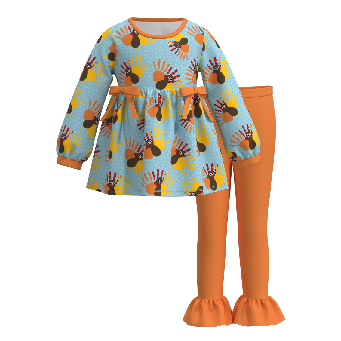 （Pre Order）Girls Thanksgiving Print Outfit Set