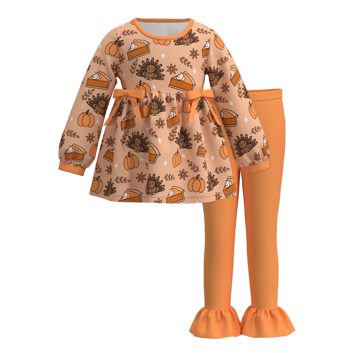 （Pre Order）Girls Thanksgiving Print Outfit Set