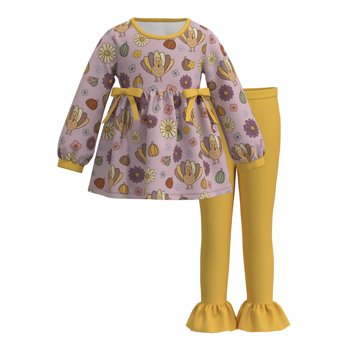 （Pre Order）Girls Thanksgiving Print Outfit Set